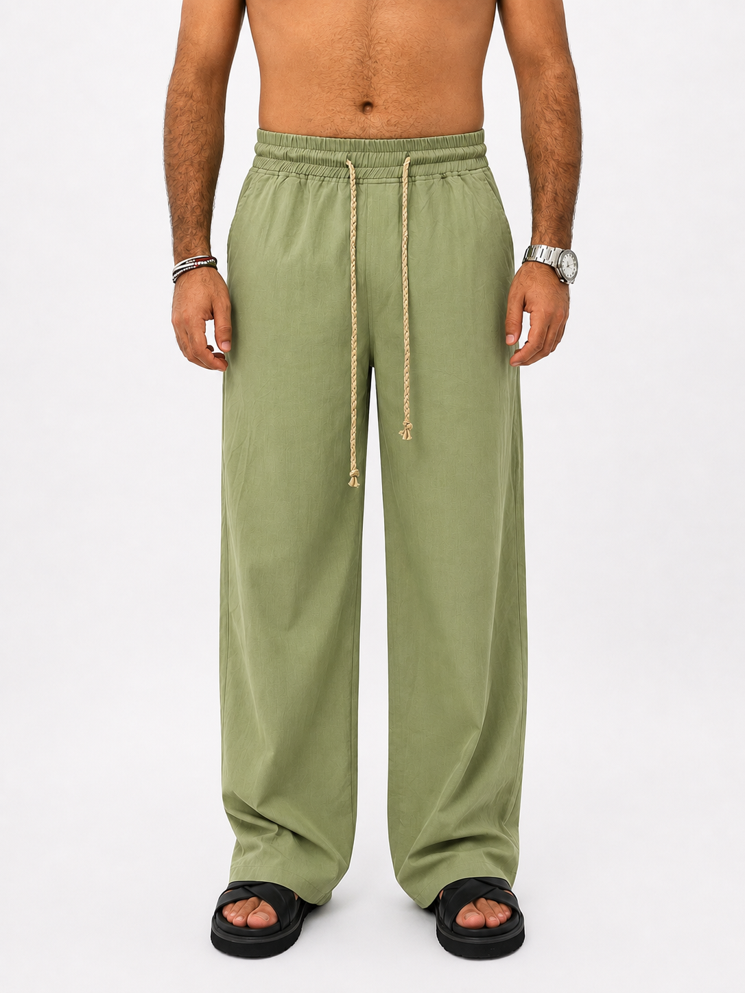 luxurious olive linen pants