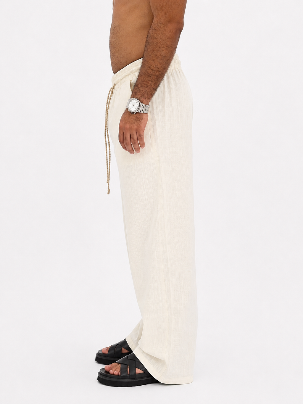 Luxurious off-white linen pants