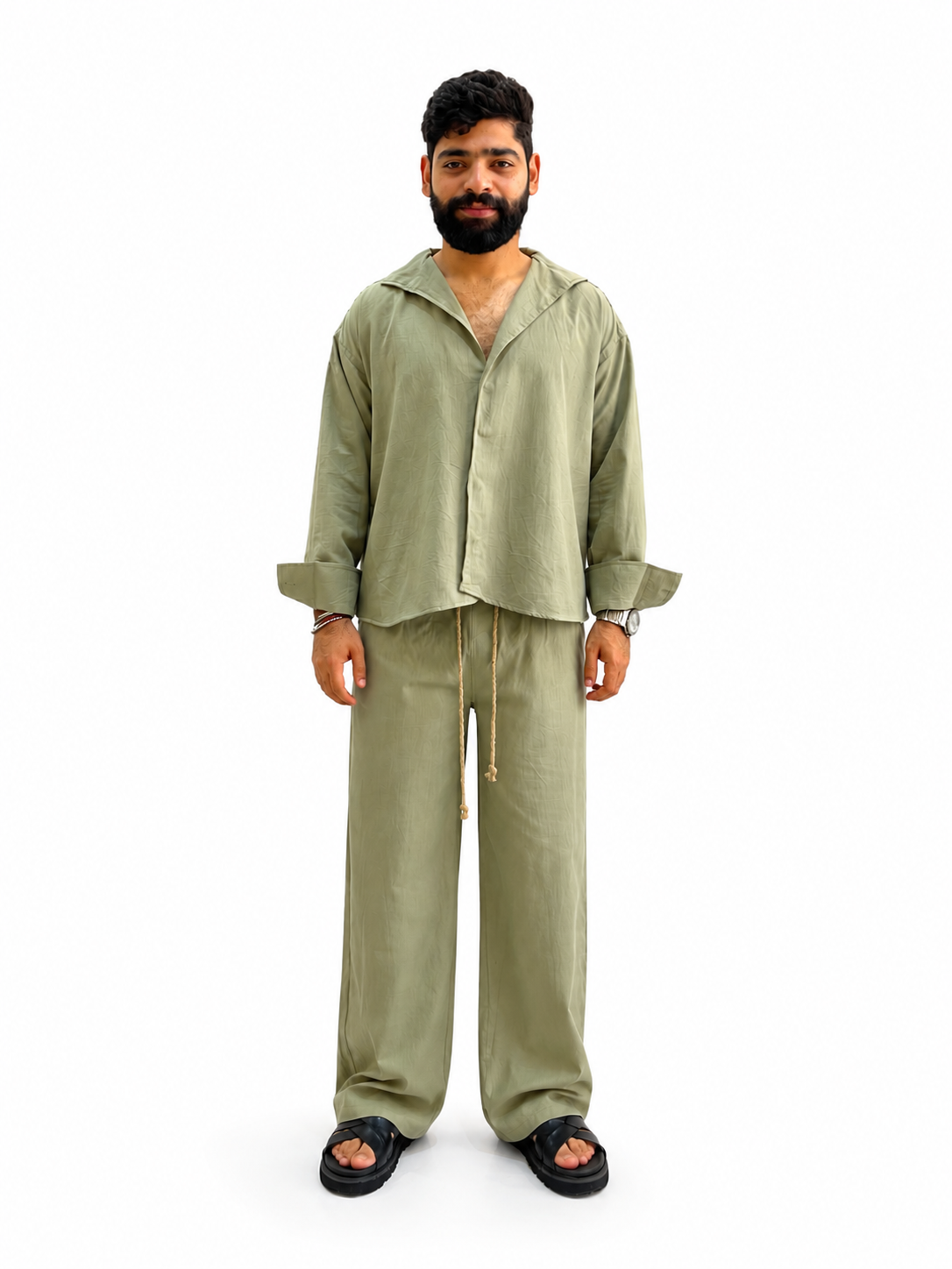 olive breeze linen set