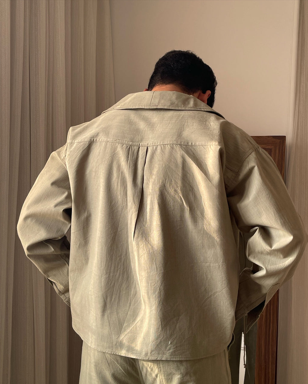 luxurious olive linen shirt