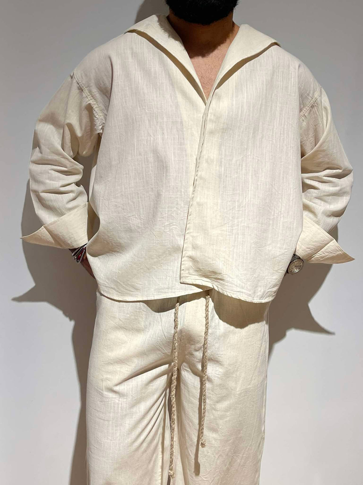 luxurious off-white linen shirt
