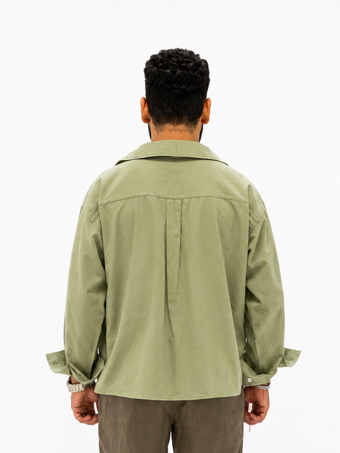 luxurious olive linen shirt