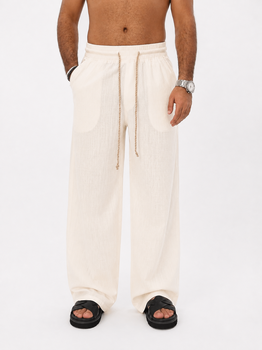 Luxurious off-white linen pants
