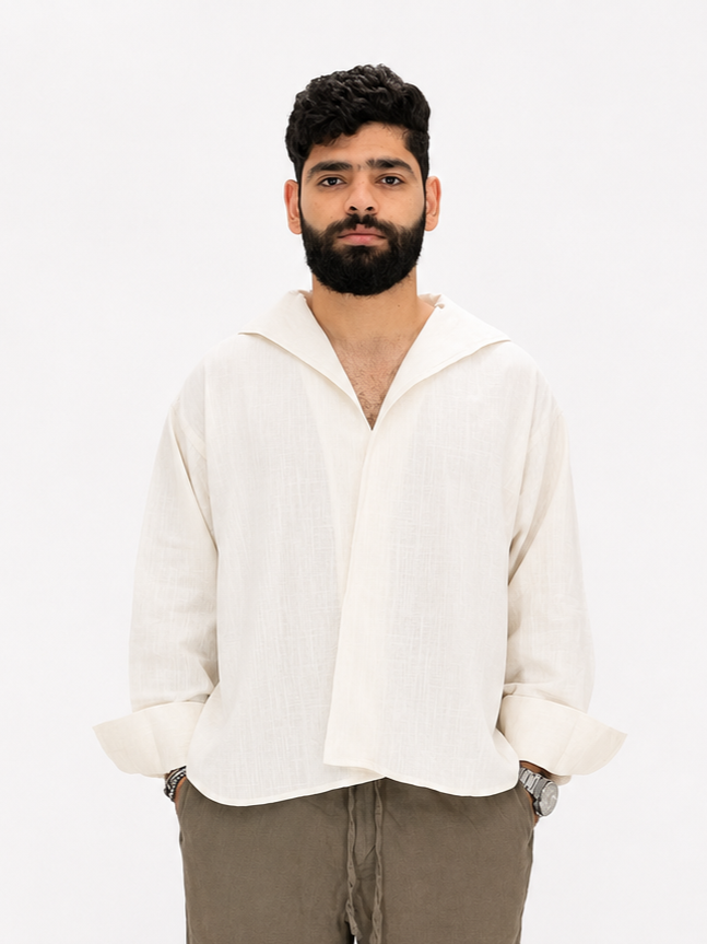 luxurious off-white linen shirt