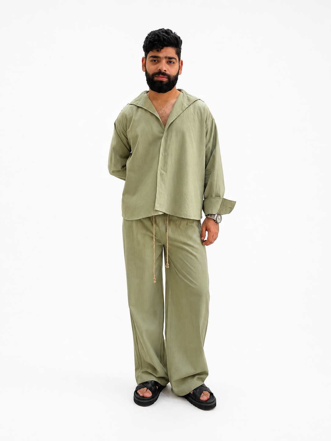 olive breeze linen set