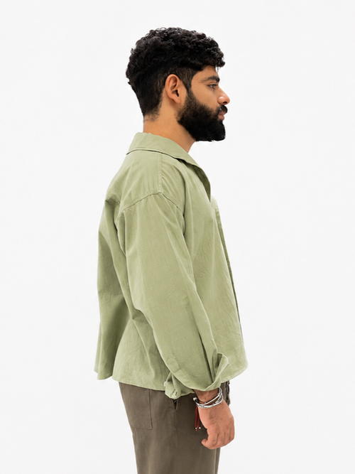 luxurious olive linen shirt